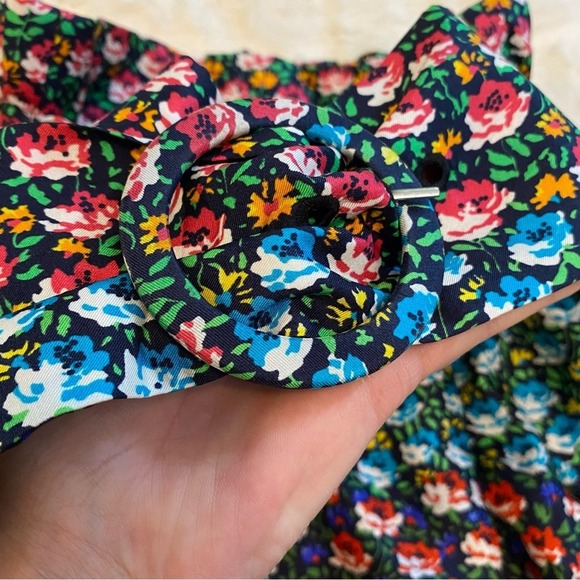 J.Crew Collection Women's Silk Midi Skirt Size XS Floral Ratti Midnight Belted - Picture 5 of 11